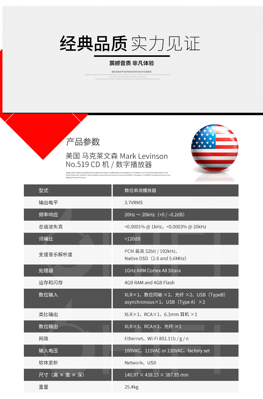 馬克萊文森Mark Levinson No.519 數播,Mark Levinson No.519,馬克萊文森 數播