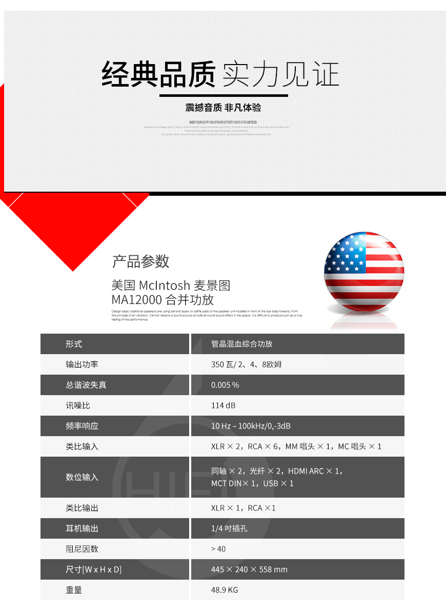 美國,McIntosh麥景圖,McIntosh,麥景圖,MA12000,合并功放,合并機,功放